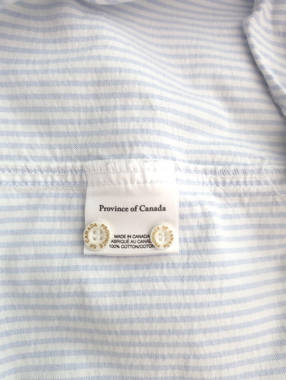 Province Of Canada Oxford Light Blue & White Stripe Button-Up Shirt Dress - Picture 7 of 11